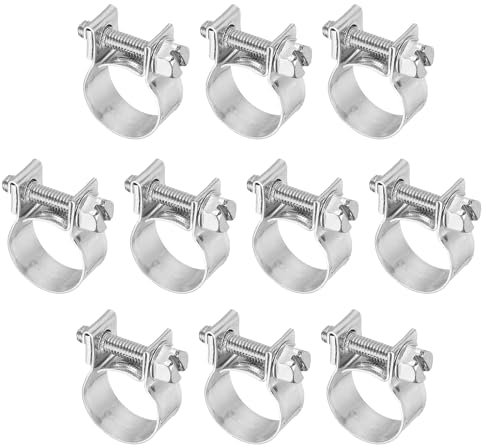 PATIKIL 10 Pcs 14-16mm Mini Fuel Injection Hose Clamps Stainless Steel Adjustable Clamp