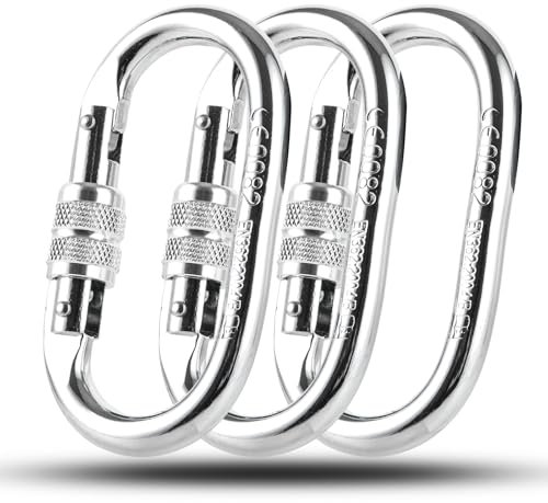FWEEK 3 Stück Karabinerhaken 25 KN (2500KG), Karabiner Groß, Ovaler Karabiner, 11cm Legierter Stahl Karabiner, Karabinerhaken Groß für Hängematte, Schaukel