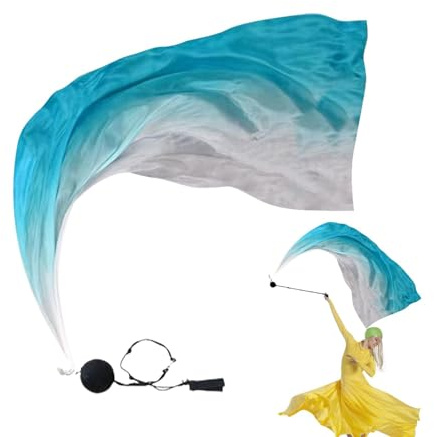 Silk Dance Veil, Veil Poi Silk | Wunderschöne Tanzflagge Mit Poi Ball - Bunte Anbetung Flagge, Tanz Auktion Gradienten Bauchtanz Für Kirche, Bühne, Stammes-Perform
