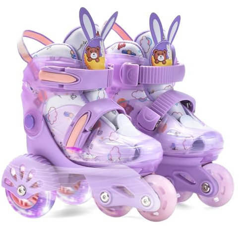 ERNAN Rollschuhe Kinder Rollschuhe Verstellbar Rollschuhe Damen, komfortabl LED Rollerskates für Jugendliche und Anfänger für Weihnachts und Geburtstags Geschenke (Purple, S)