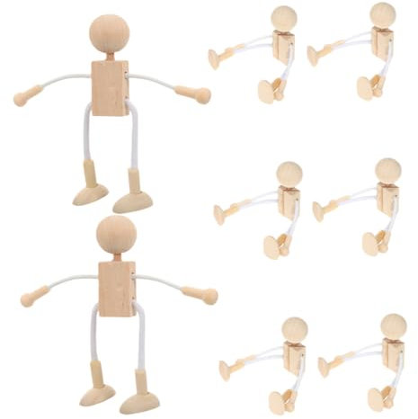 SEWACC 8 Stücke Holz Roboter Puppe Holz Peg Menschen Marionette Puppet Beige