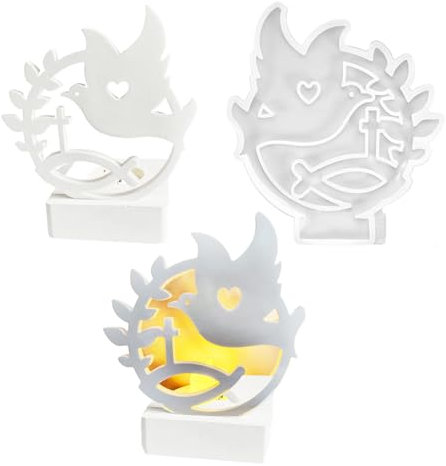 Friedenstaube Silikonformen Fisch & Taube Gießformen für Kommunion/Taufe Deko Lebensmittelechtes 3D-Detail (15x8cm) | Inkl