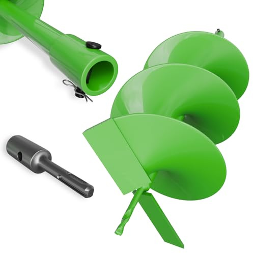 ZENIX Gartenbohrer Erdbohrer für Bohrer 250mm×800mm mit Sicherungsbolzen & Adapter,Mit normaler Bohrmaschine nutzbar, Erdbohrer für Pfahlbohrer Brunnenbohrer Aushubarbeiten, Zaunbau und Garten.