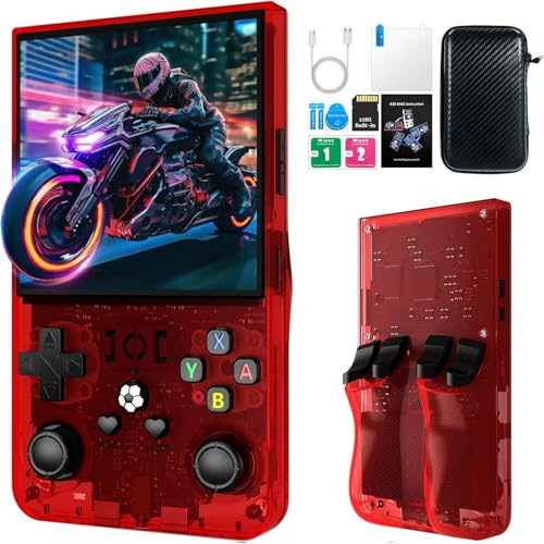 2025 Nuevo: R36MAX Retro Handheld Console, 128G Más de 40.000 juegos, Consola de juegos retro IPS de 4 pulgadas, sistema Linux, batería de 4000 mAh, Mini Arcade portátil (rojo)