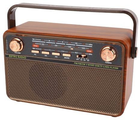 Asixxsix Bluetooth -Radio -Lautsprecher, 4 in 1 Design 6H Akkulaufzeit Retro Multi -Band Tragbares Wireless Am FM Digital Radio, Wiederaufladbares FM -Radio für Home Office Outdoor (EU-Stecker)