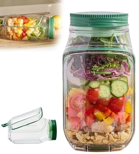 Salad Pod, Lunch Container with Built-in Bowl, Reusable Salad Box with Leakproof Dressing Case, All-in-One Food Storage Container for Salad, Vegetables & Fruit On-The-Go
