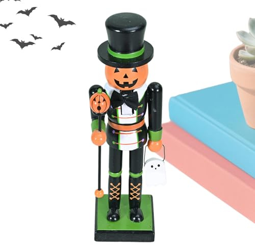 Figurine Casse-noisette Halloween, Figurine Effrayante Pour Halloween, Figurines Soldat Casse-Noisette Peint À La Main En Bois Massif, Petit Cadeau Pour La Décoration De La Maison, De La Cheminée
