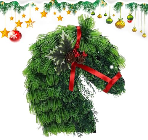 Weihnachtskranz, 40 cm, rustikaler gewebter Pferdekranz, PVC, geeignet für Wohnzimmer, Kamin, Dekoration, Tür, Wand, Sport, festliche Türdekoration