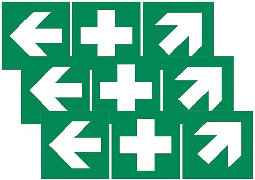 3er-Set Aufkleber Erste-Hilfe-Rettungszeichen + Richtungspfeil rechts-links + Treppe ASR A 1.3 / ISO 7010 von HM-Arbeitsmedizin (3x)