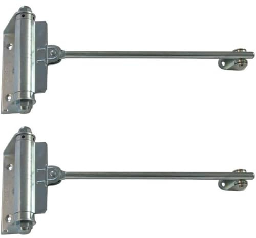 Türfeder für Türgewicht bis 40 kg - Torschließer Stahl verzinkt - Türschließer Innentür Stangentürschließer mit Feder - Automatik Feder-Schließer silber für Gartentor & Zimmertüre (2 Stück)