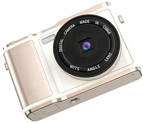 PUSOKEI 4K Digital Camera, 48MP Vlogging Camera, 3 Inch 180° Flip Screen, 18X Zoom, Flash, Anti Shake, Filter, 800MAH Battery for Photography Beginners (White)