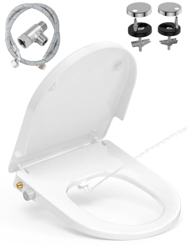 YEAUPE PRO Abattant WC Japonais Forme D Duroplast Bidet Non Électrique | Double buses rétractables pour lavage avant et arrière et nettoyage autonettoyant, fermeture douce, démontage rapide
