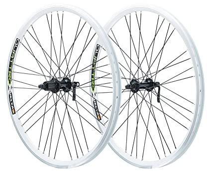 Vuelta LR Laufradsatz 26 Zoll inkl. Deore HB/FH-T610 Quattro X Weiss - Made in Germany - QR Laufradsatz 26 Zoll MTB Felgenbremse/V-Brakes Weiß - 559x21c Hohlkammer-Laufräder - MTB, ATB, Fahrrad Rad