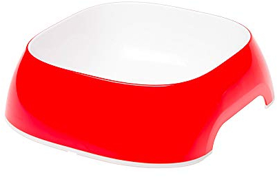 Ferplast Gamelle pour Chat Glam - Gamelle à Nourriture et à Eau pour Chat en Plastique à la Mode, antidérapant, Facile à Nettoyer, 0,4 Litre, Rouge