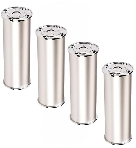 SOTECH 4er Set Möbelfüße RADO (Höhe 200 mm, Ø 50 mm, Aluminium/Chrom poliert) höhenverstellbare Stellfüße