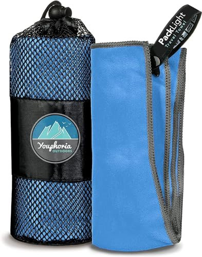 Youphoria Sport Mikrofaser-Reisehandtuch und Sporthandtuch, Blau/Weiß, 50,8 x 101,6 cm