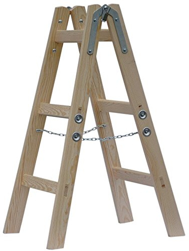 Systafex® Leiter Doppelstufenleiter Malerleiter Elektrikerleiter Stehleiter Holzleiter (3 Stufen) 95cm