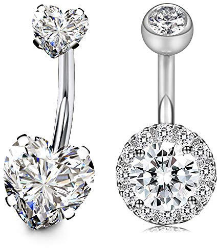 Incaton Kristall Herzen Bauchnabelpiercing Nabelpiercing Ring Banane Piercing Chirurgenstahl Piercing Schmuck 2stk 14 Gauge 10mm