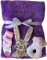 Wuff-Dogsworld Babydecke mit Namen Bestickt Zugabe Babysocken Babyrassel Greifling Baby Taufe (lila Hase)