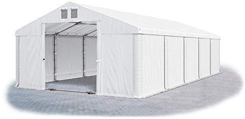 Das Company Lagerzelt 6x10m wasserdicht mit Bodenrahmen und Dachverstärkung weiß Zelt 560g/m² PVC Plane hochwertig Zelthalle Summer Plus SD - Faltpavillon - Gartenpavillon - Pavillon - Partyzelt