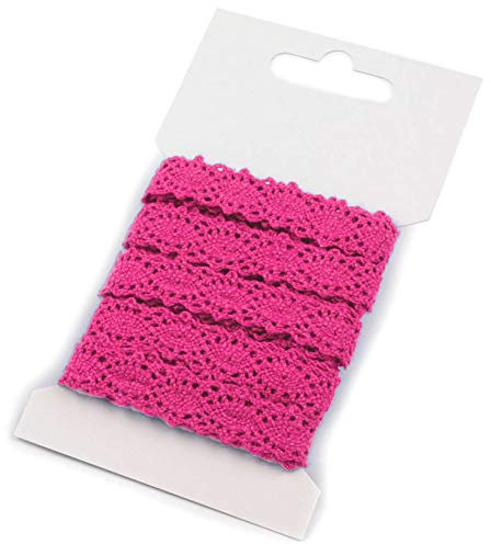 3m Klöppelspitze 12mm breit Farbwahl Spitze Spitzenband Spitzenborte Häkelspitze, Farbe:pink