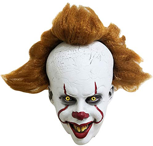 FAICCIA Killer Clown Latex Maske Halloween Kostüm It Pennywise Crazy Joker Cosplay, Unisex