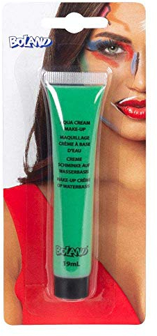 Boland cream make-up green19ml(45005) 44990 Aqua Crème verde, 19 ml, en tubo, maquillaje a base de agua, fiesta temática, carnaval, Halloween, color