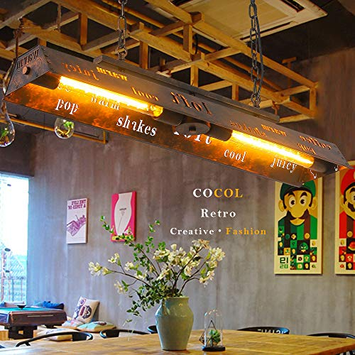 COCOL Vintage Pendellampe Industrie Alten Hängelampe E27 * 2 Bar Beleuchtung Pendelleuchte Wohnzimmer Esszimmer Schlafzimmer Schlafzimmer Dekoration Atmosphäre Kronleuchter