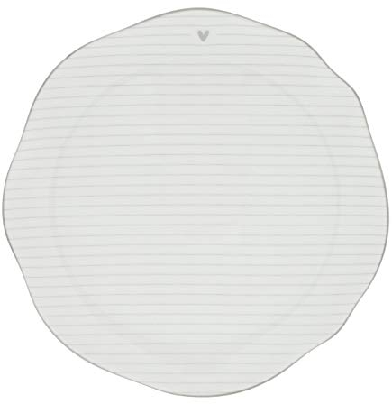 Frühstücksteller Stripes little Heart Keramik weiss graue Streifen D23cm Keramikgeschirr Kuchenteller BC Küche Frühstück Gedeckter Tisch