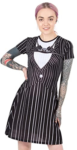 Disney Robe Jack Skellington pour Femme L'Étrange Noël de Monsieur Jack, Noir, 3XL