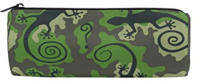 PUXUQU Federmäppchen Grün Camo Gecko Reptilien Federtaschen Bleistiftetui Bleistift Tasche Büro Tasche für School College Mädchen Jungen Kinder Teen