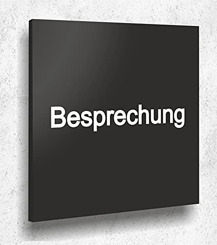 Türschild BESPRECHUNG Schild Schwarz Matt UV Druck 12 x 12cm - 3mm Aluverbund - Made in Germany Art.Nr. A 2028