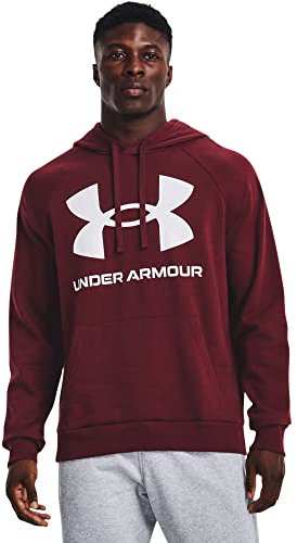 Under Armour Men's Rival Fleece Big Logo Hoodie Hooded Sweatshirt, (690) Chestnut Red / / Onyx White, M
