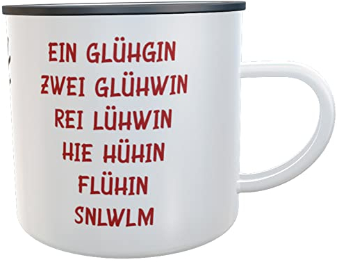 Glüh-Gin Tasse Emaille Punschtasse Punschbecher Becher Geschenk für Ginliebhaber (Rentier)