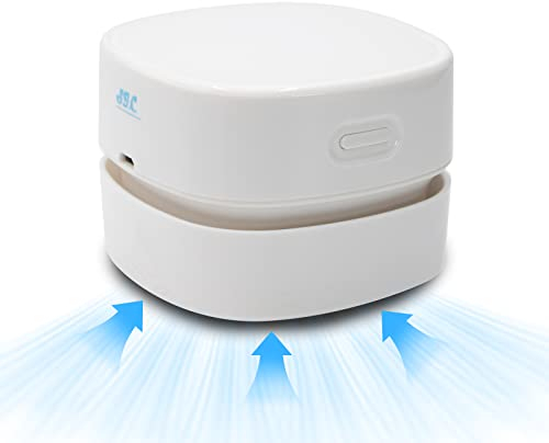 SIC Mini Desktop-Staubsauger, kabelloser wiederaufladbarer Desktop-Staubsauger, Bleistiftkehrer, Gummispäne, Konfetti, Tastatur, Auto, Schreibtisch (Weiß)
