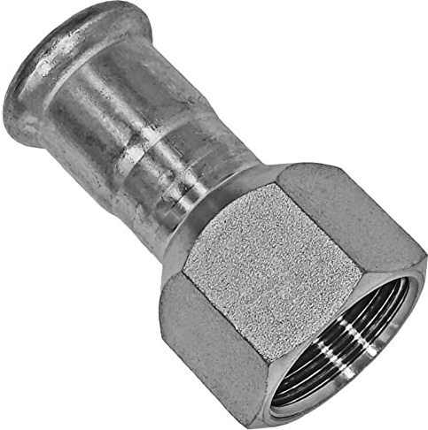 MegaHaustechnik Übergang 18 x 3/4“IG Pressfitting aus Edelstahl V4A für Rohr-Außendurchmesser 18mm zum Verpressen M-Kontur, mit 3/4 Zoll Innengewinde, Trinkwasser geeignet, VA INOX