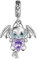 GNOCE Fliegender Drache Anhänger Dangle Charm Sterling Silber mit Herz Zirkonia Stein Fit Armband/Halskette für Frau Damen Schmuck Geschenk Idee (Silber)