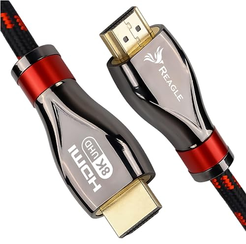Reagle HDMI 2.1 Kabel 8K & 4K Ultra HD, Gaming, 48Gbps 8K@60Hz 4K@120Hz Kompatibel mit Konsole PS5 Xbox Series X S, OLED TV, DTS: X, HDCP 2.2 & 2.3, Dynamisches HDR 10 4:4:4, eARC, Dolby (2m)