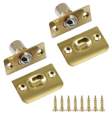 2 Pack Ball Door Catches - Adjustable Roller Spring Bearing Door Latches for Closet, Wardrobe, Cabinet (Gold)