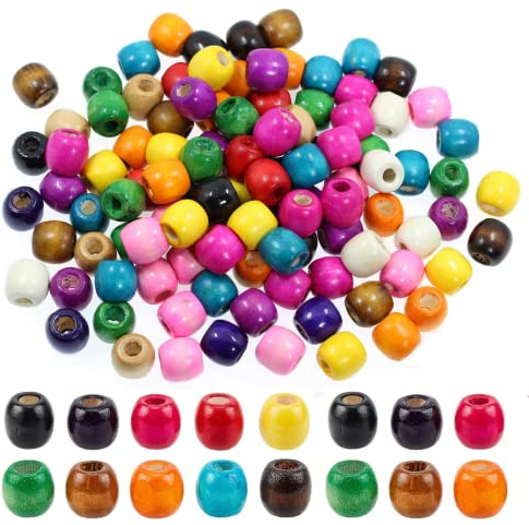 BetterJonny 400stk Holzperlen mit großem Loch, Bunte Natürliche Ovale Holzperlen Zum Auffädeln Holzkugel Abstandshalter Perlen Holzperlen Spacer Perlen Bastelnperlen für Schmuck Herstellung 12x11mm