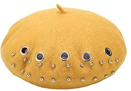 AUNEVN Damenkappe Winter Warme Baret Hat Maler Klassischer Retro Barett Herbst Künstler Damen Zubehör Hut/Lemon Tree/M