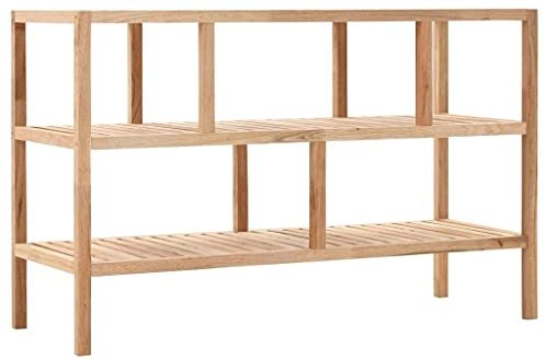 lvssiao Stufenregal Bücherregal Raumtrenner Aktenregal, Badezimmer-Regal Walnussholz massiv 100x40x65 cm für Wohnzimmer, Schlafzimmer, Büro