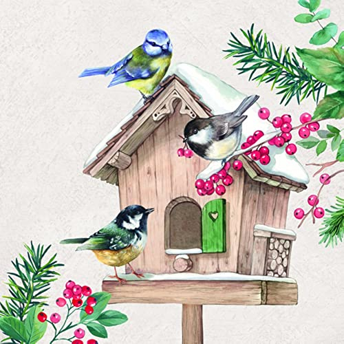 IHR Ideal Home Range - Papierservietten BIRDS MEETING POINT cream 20 St. Lunch-Servietten 33 cm x 33 cm
