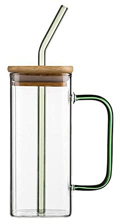 Bicchiere quadrato da 400 ml con coperchio e cannuccia, monocolore, per soda, caffè freddo, latte e bubble tè E5P7