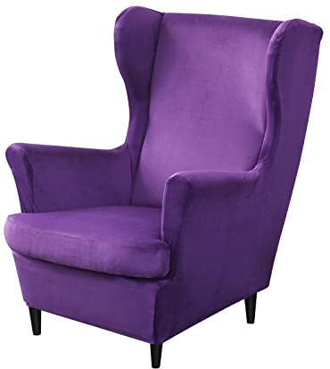 VanderHOME Luxuriöses Schonbezüge Bezug Sesselhusse Elastisch Ohrensessel Schonbezüge Stretch Sesselüberwürfe Waschbar Sofahusse Möbelschutz -Lila