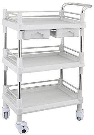 FLYIFE Bewegliche Sackkarren, 2/3 Regale, Großer Beauty-Trolley, Spa-Aufbewahrung, Zahnarzt-Wachsbehandlungen, Robuster Rollwagen Mit Doppelter Schublade/3-Tier