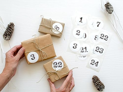 Mimi und Anton 24 Adventskalender Zahlen Aufkleber | Adventskalenderzahlen zum Aufkleben in Hygge Scandi Nordic Stil Handmade in Deutschland