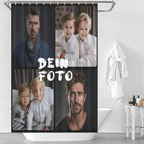 Jaucin Personalisiert Duschvorhang Anti-Schimmel Wasserdicht Duschvorhänge Textil Aus Polyester Mit Duschvorhangringen Waschbar Anti-Bakteriell Shower (4,2 Foto)