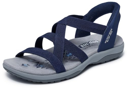 Skechers Damen Reggae Slim Stretch Flex Slip-InTurnschuhe, Navy Knit Gore, 42 EU