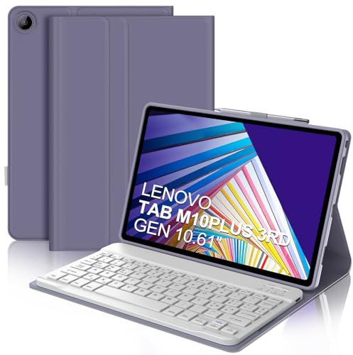 WINCHKING Clavier pour Lenovo Tab M10 Plus (3rd Gen), étui pour Lenovo Tab M10plus 10.61 TB-125FU/TB-128FU/TB-128XU, disposition italienne, clavier slim Bluetooth amovible magnétique, violet lavande